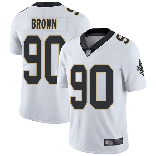 Men New Orleans Saints Limited White Malcom Brown Road Jersey NFL Football #90 Vapor Untouchable Jersey